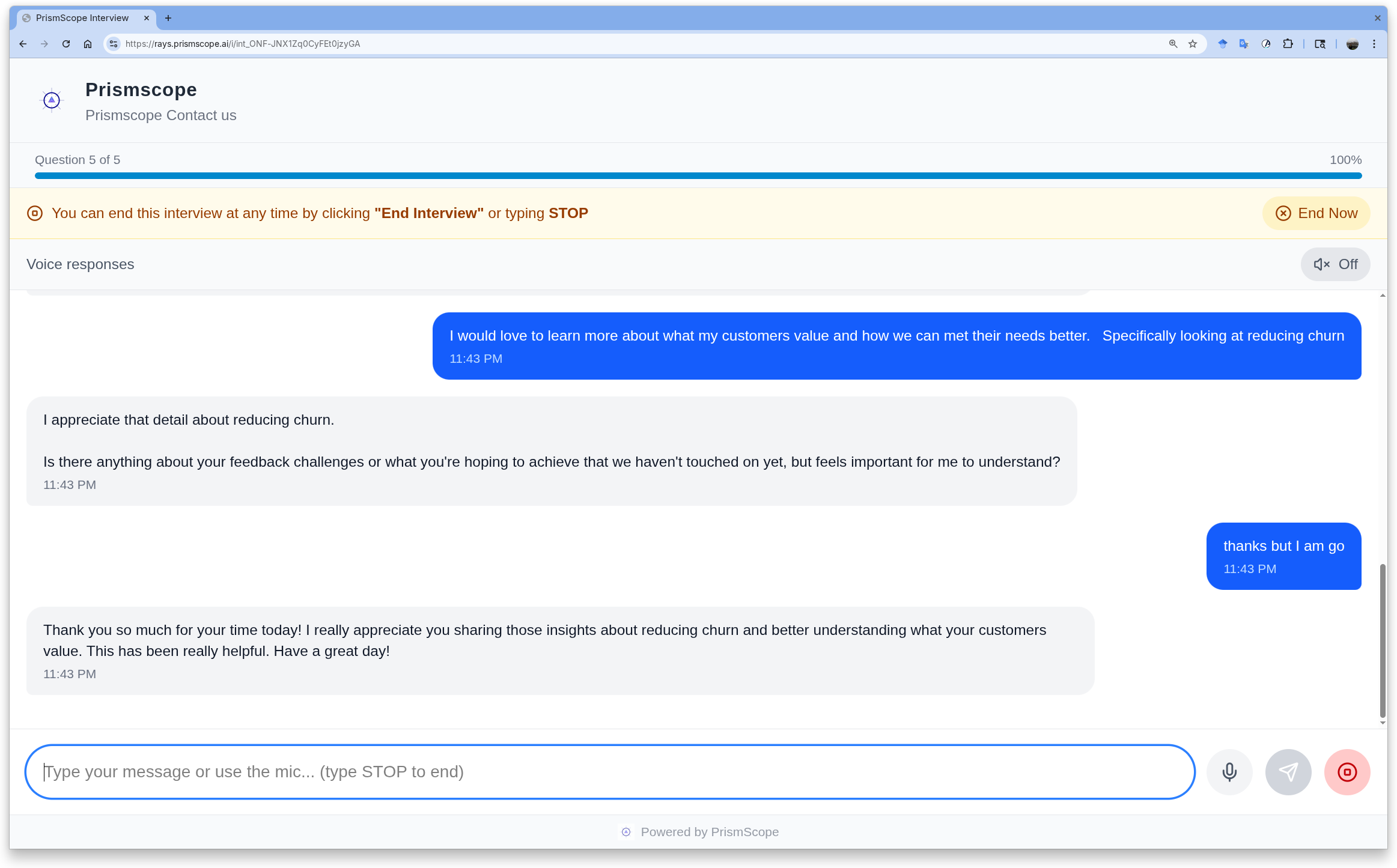 PrismScope adaptive conversation with deeper follow-ups